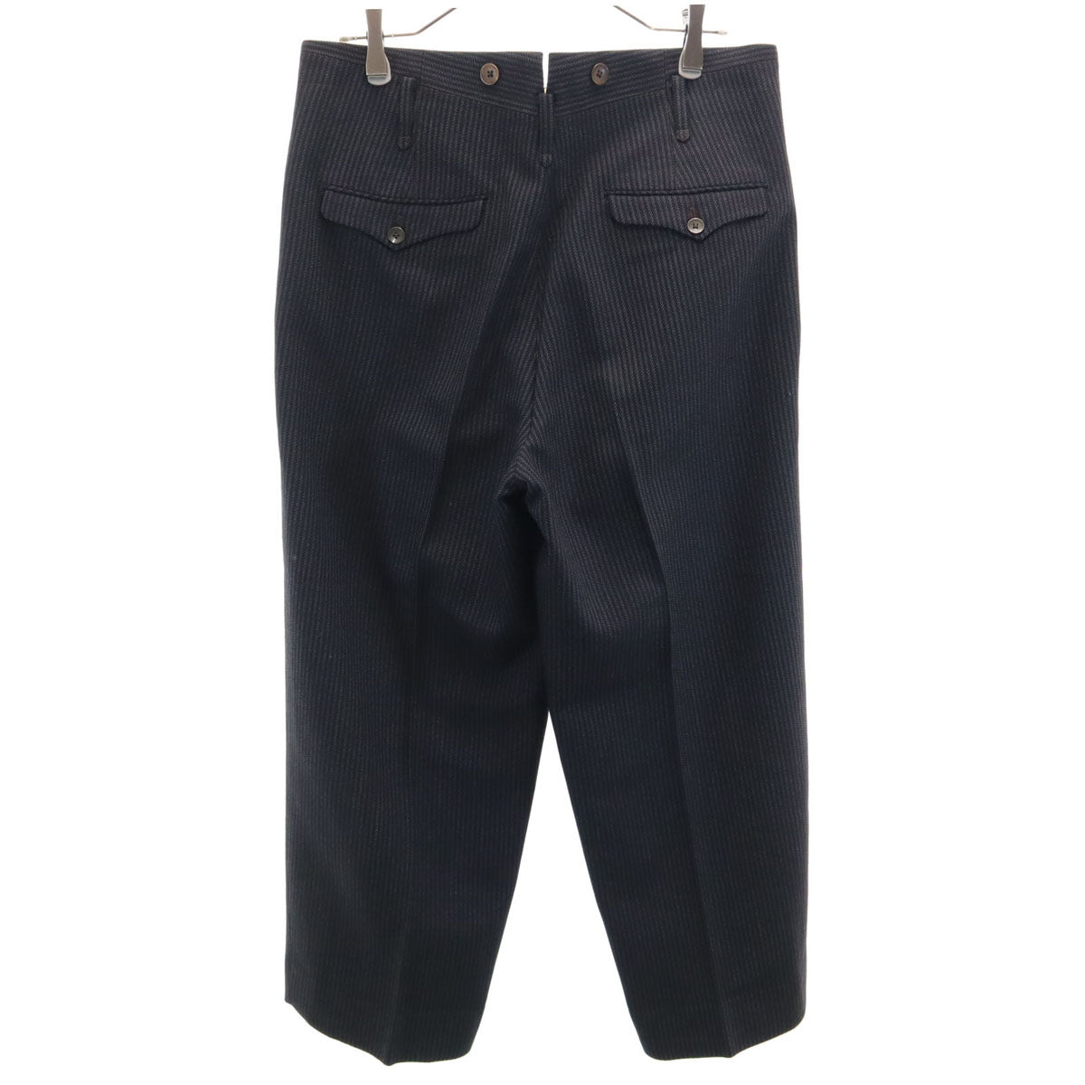 60s ヴィンテージ ストライプ柄 スラックスパンツ ブラック系 ボタンフライ メンズ