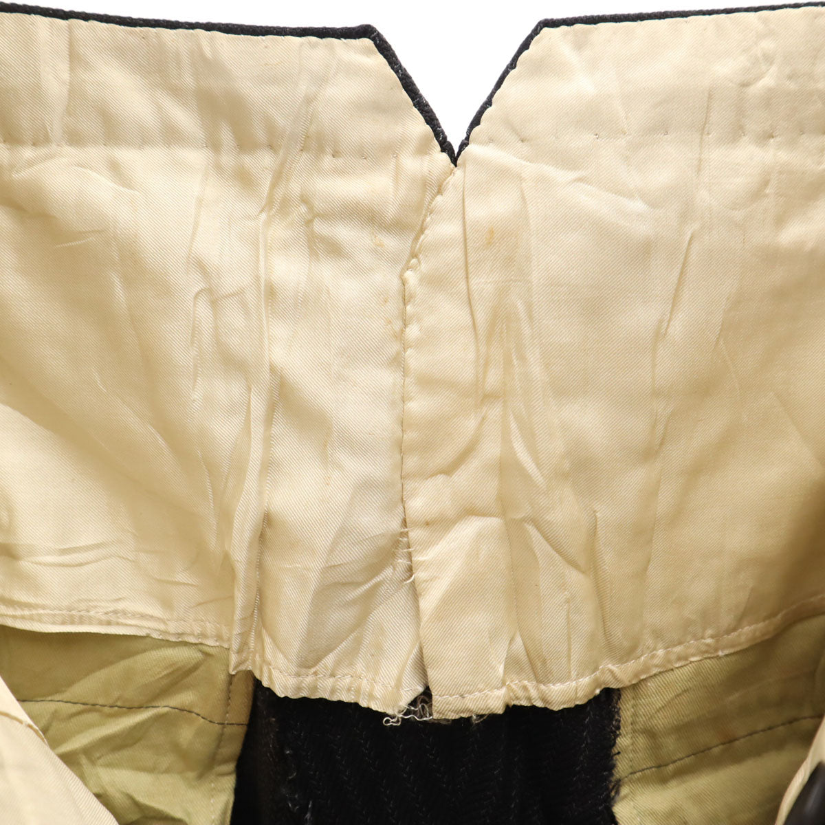 50s ヴィンテージ 針シンチ ストライプ柄 スラックスパンツ ブラック系 ボタンフライ メンズ