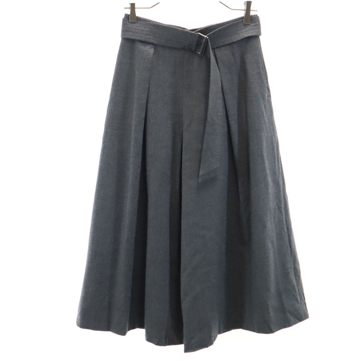 ANAYI アナイ 日本製 ウールブレンド ワイドパンツ 38 グレー ベルト付き レディース