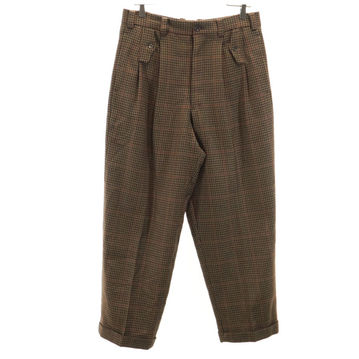 KARL LAGERFELD カールラガーフェルド ウール100% 千鳥格子 スラックスパンツ 82 ブラウン メンズ