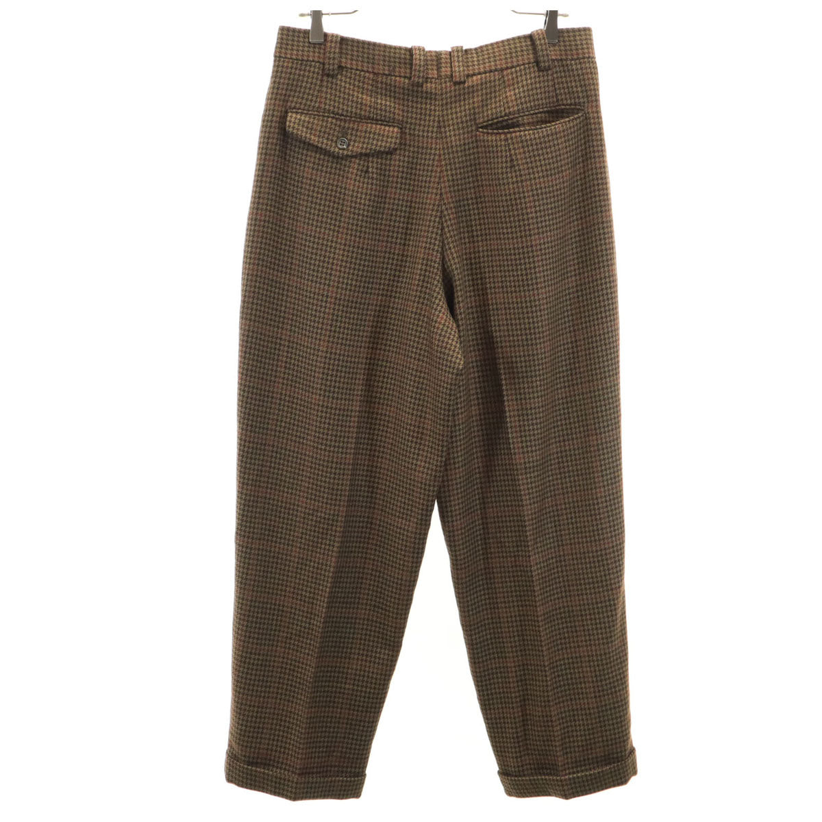 KARL LAGERFELD カールラガーフェルド ウール100% 千鳥格子 スラックスパンツ 82 ブラウン メンズ