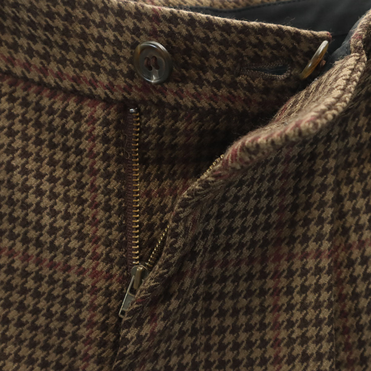 KARL LAGERFELD カールラガーフェルド ウール100% 千鳥格子 スラックスパンツ 82 ブラウン メンズ