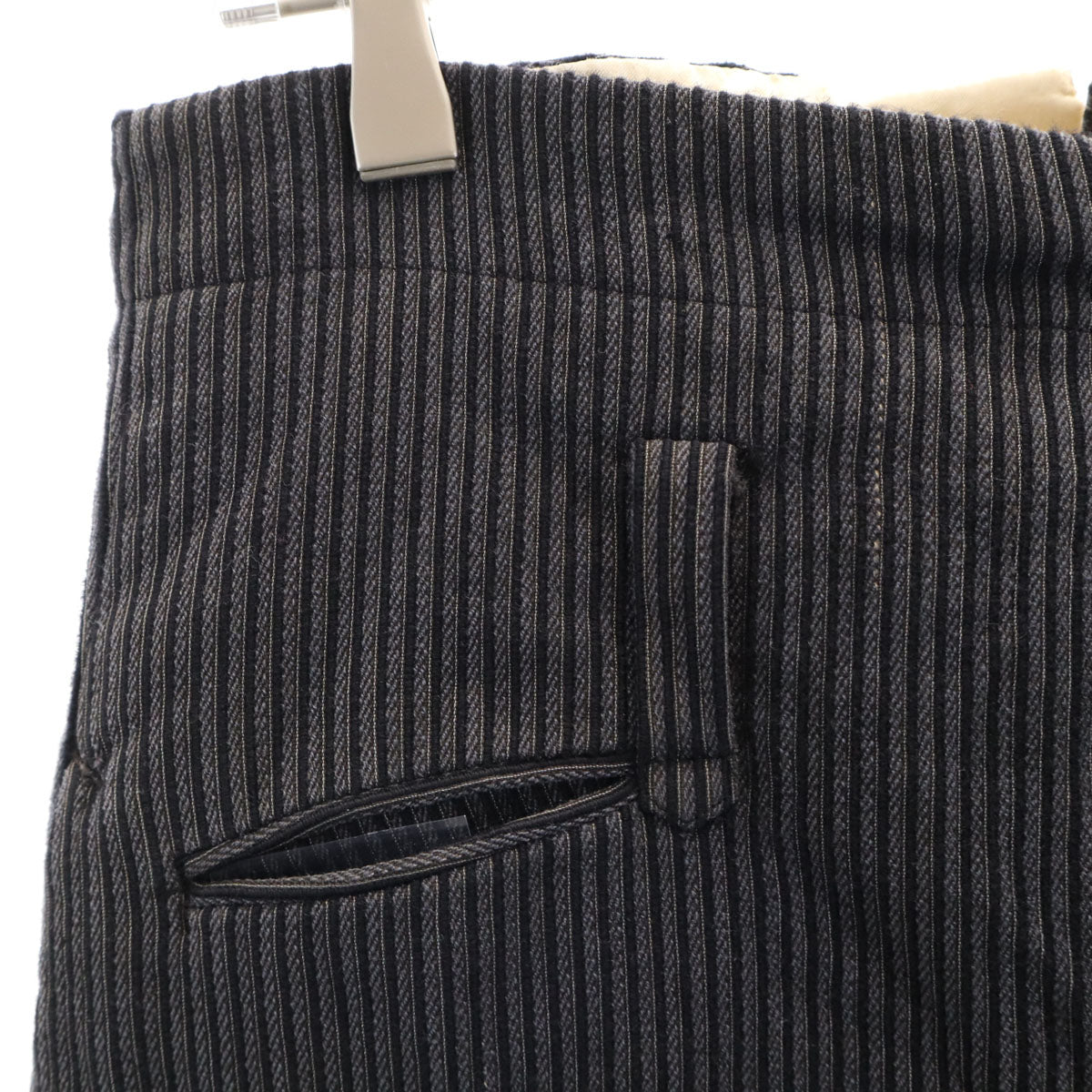 50s ヴィンテージ 針シンチ ストライプ柄 ハイウエスト パンツ グレー系 ボタンフライ メンズ