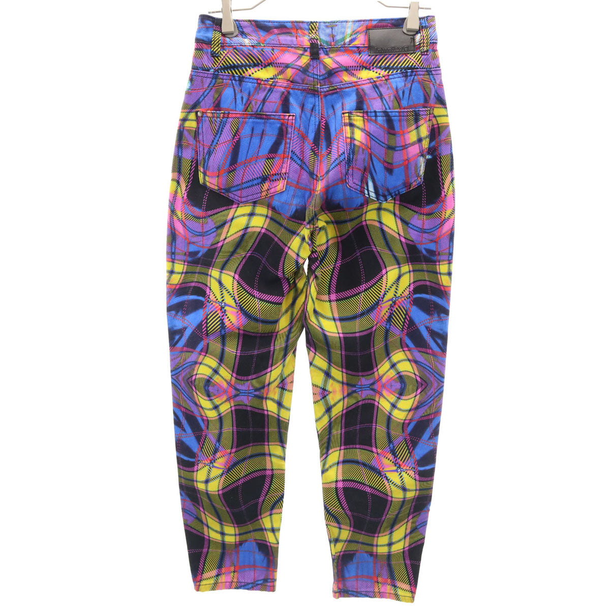 美品 Desigual デシグアル Maria Escote マリアエスコテ コラボ チェック柄 パンツ S ブルー系 レディース
