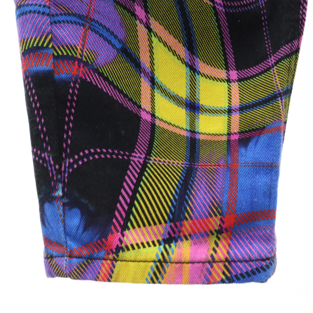 美品 Desigual デシグアル Maria Escote マリアエスコテ コラボ チェック柄 パンツ S ブルー系 レディース