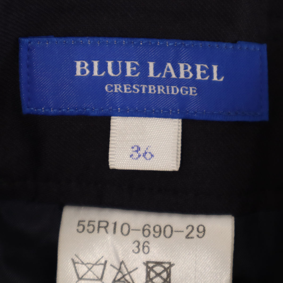 美品 BLUE LABEL CRESTBRIDGE ブルーレーベルクレストブリッジ クロップド丈 ワイドパンツ 36 ネイビー レディース