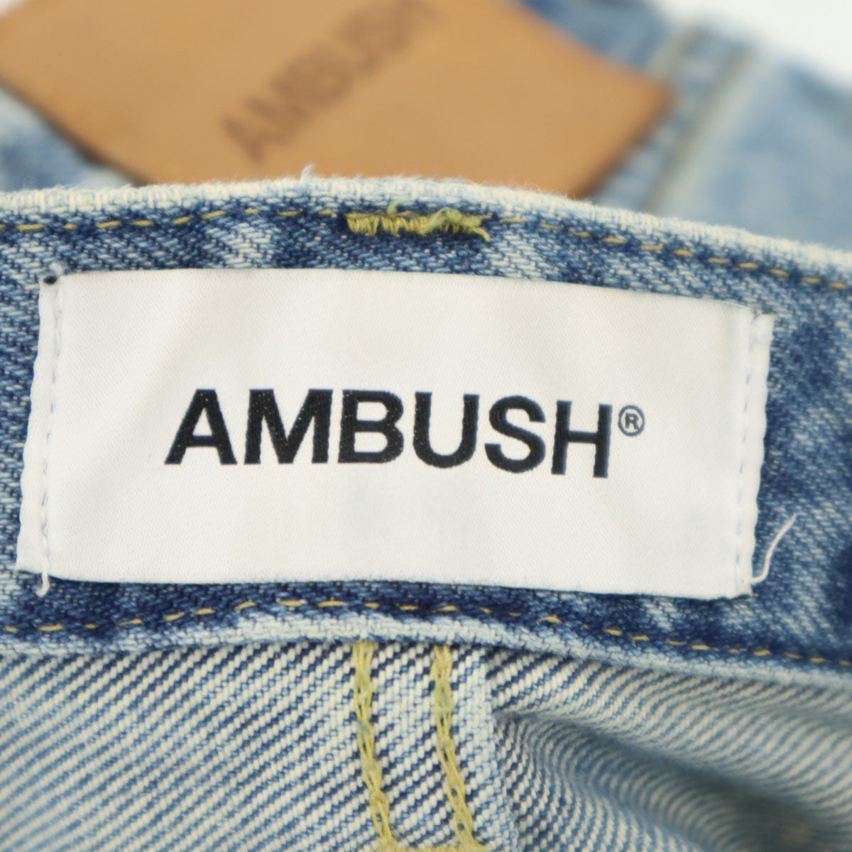 AMBUSH アンブッシュ 日本製 カットオフ加工 ストレートデニムパンツ 1 ウォッシュブルー ジーンズ メンズ