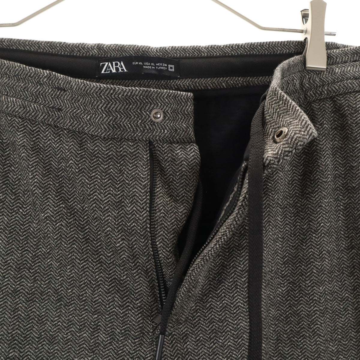 ZARA ザラ ヘリーンボーン柄 パンツ XL グレー系 メンズ