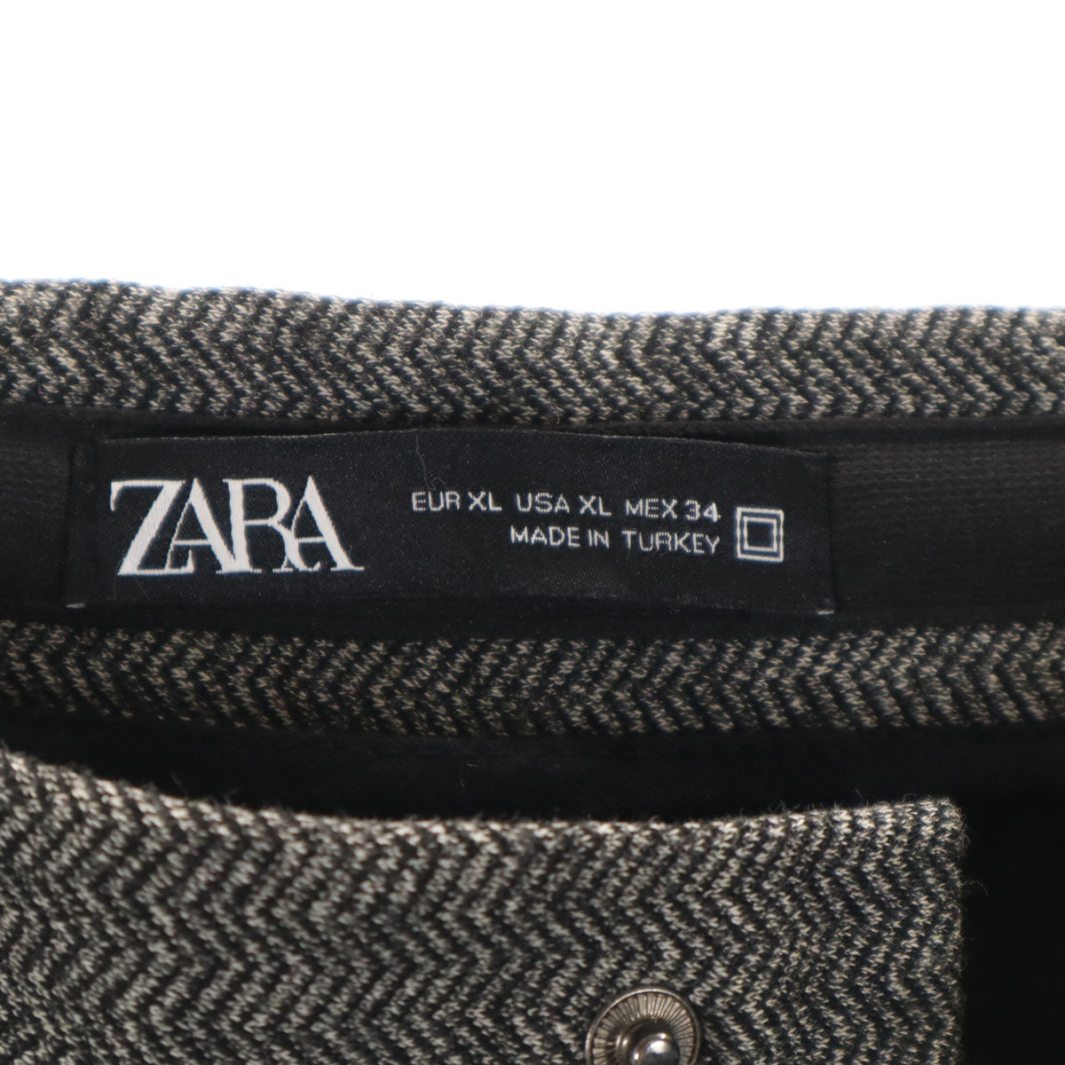 ZARA ザラ ヘリーンボーン柄 パンツ XL グレー系 メンズ