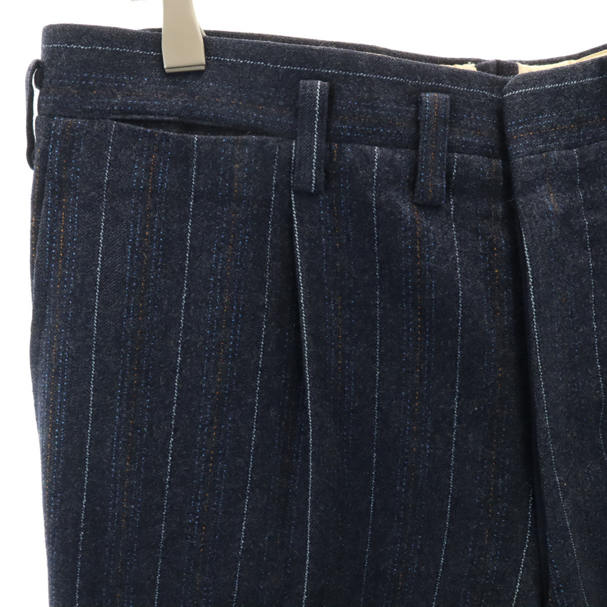 60s 70s ヴィンテージ ストライプ柄 スラックスパンツ ネイビー TALONジップ メンズ