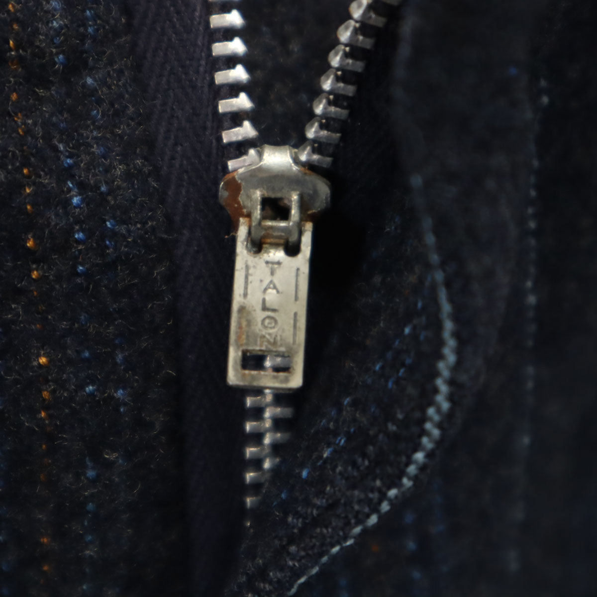 60s 70s ヴィンテージ ストライプ柄 スラックスパンツ ネイビー TALONジップ メンズ