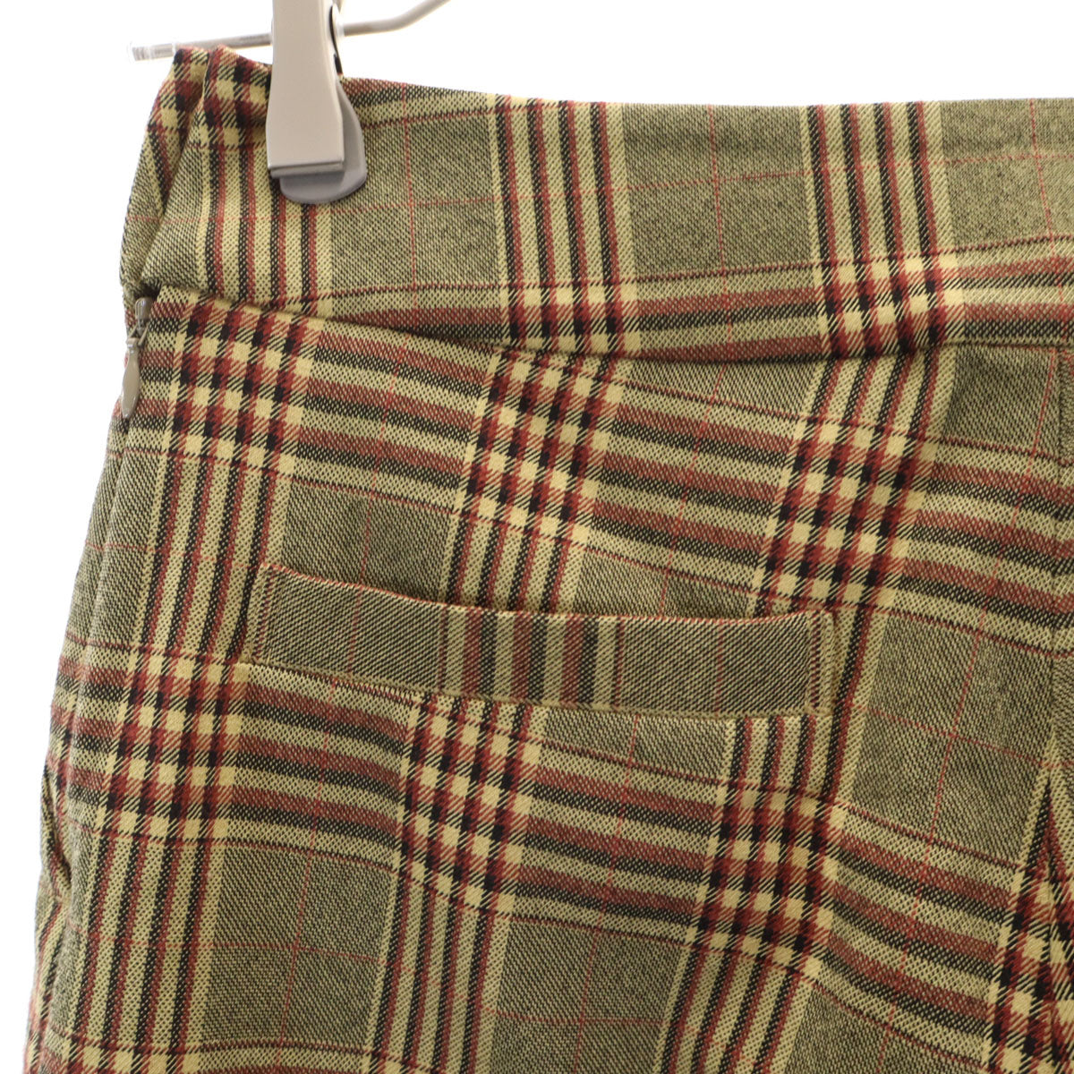 nano universe ナノユニバース チェック柄 ワイドパンツ 38 グレー系 レディース