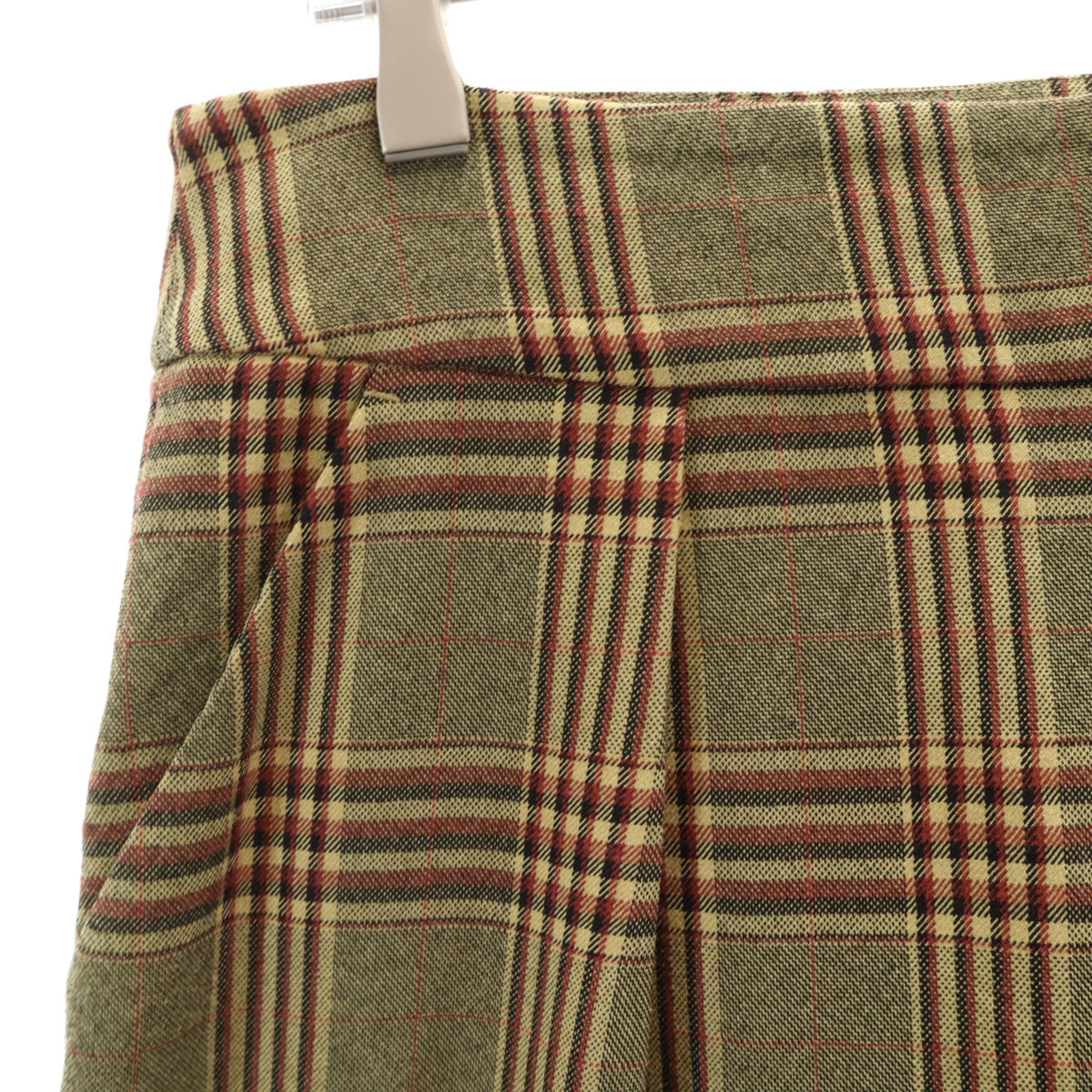 nano universe ナノユニバース チェック柄 ワイドパンツ 38 グレー系 レディース