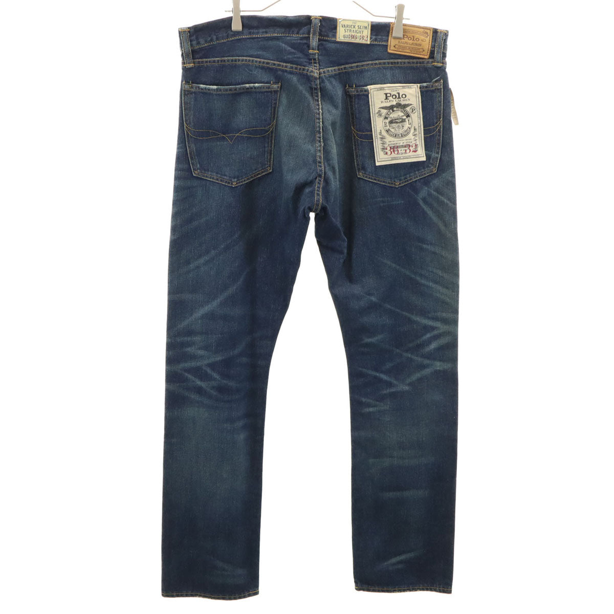 未使用 POLO RALPH LAUREN ポロラルフローレン ヴァリック スリム ストレートデニムパンツ W36 インディゴブルー ジーンズ ビッグサイズ メンズ