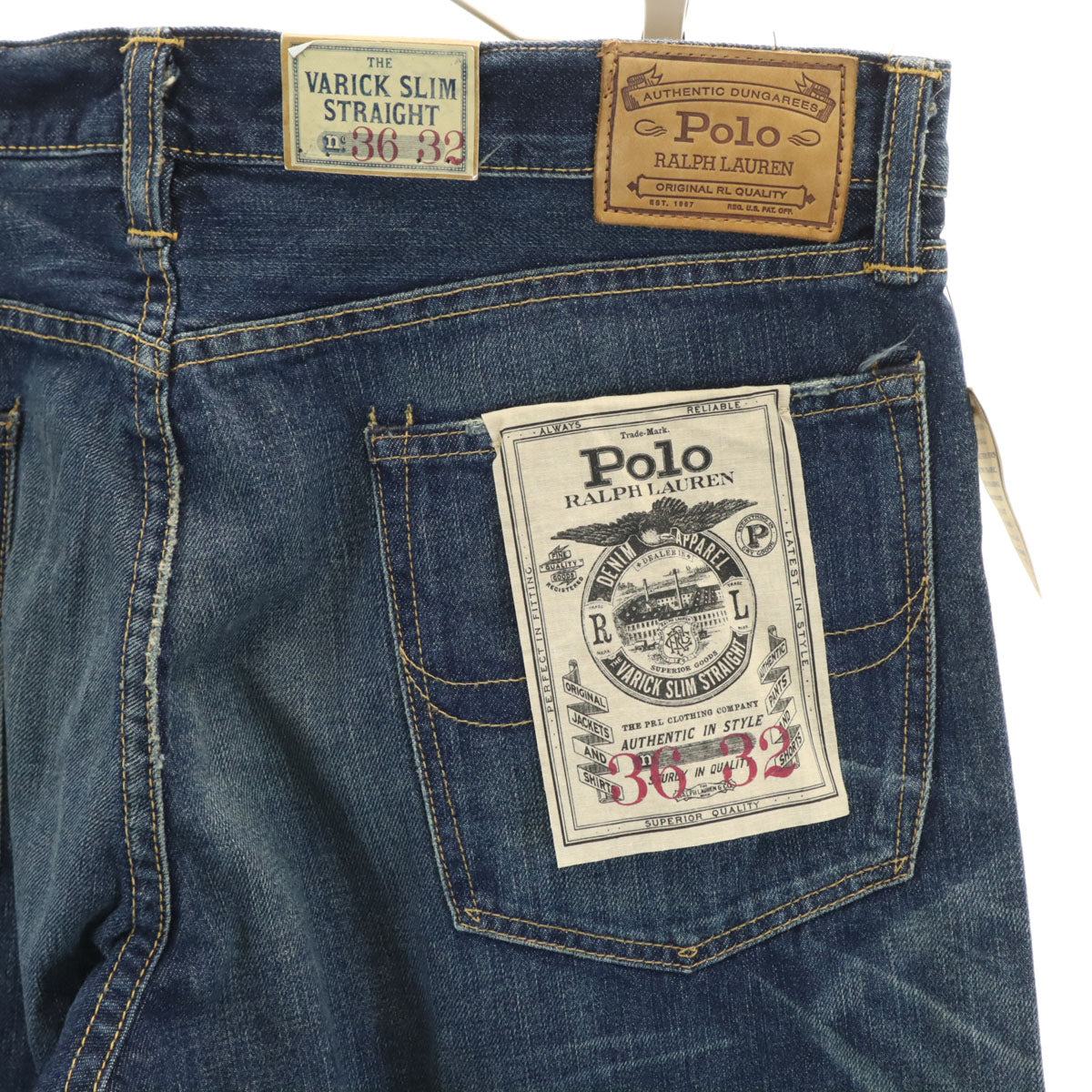 未使用 POLO RALPH LAUREN ポロラルフローレン ヴァリック スリム ストレートデニムパンツ W36 インディゴブルー ジーンズ ビッグサイズ メンズ