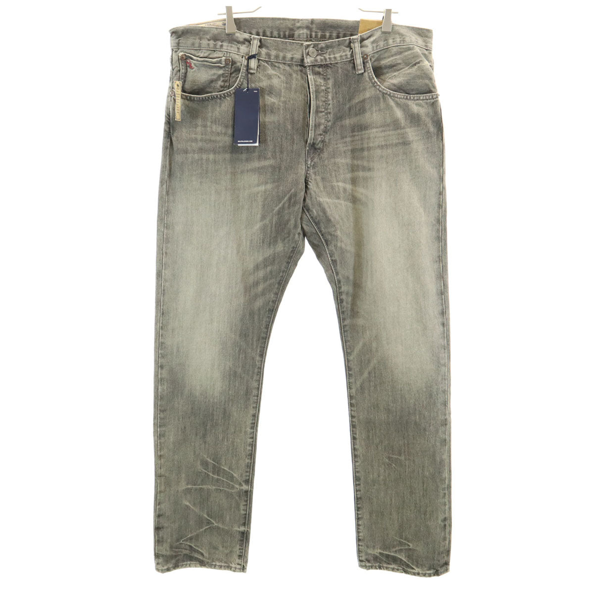 未使用 POLO RALPH LAUREN ポロラルフローレン ヴァリック スリム ストレートデニムパンツ W36 グレー ジーンズ ビッグサイズ メンズ