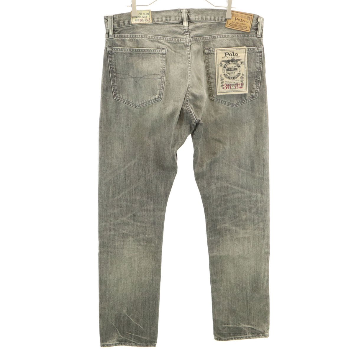 未使用 POLO RALPH LAUREN ポロラルフローレン ヴァリック スリム ストレートデニムパンツ W36 グレー ジーンズ ビッグサイズ メンズ