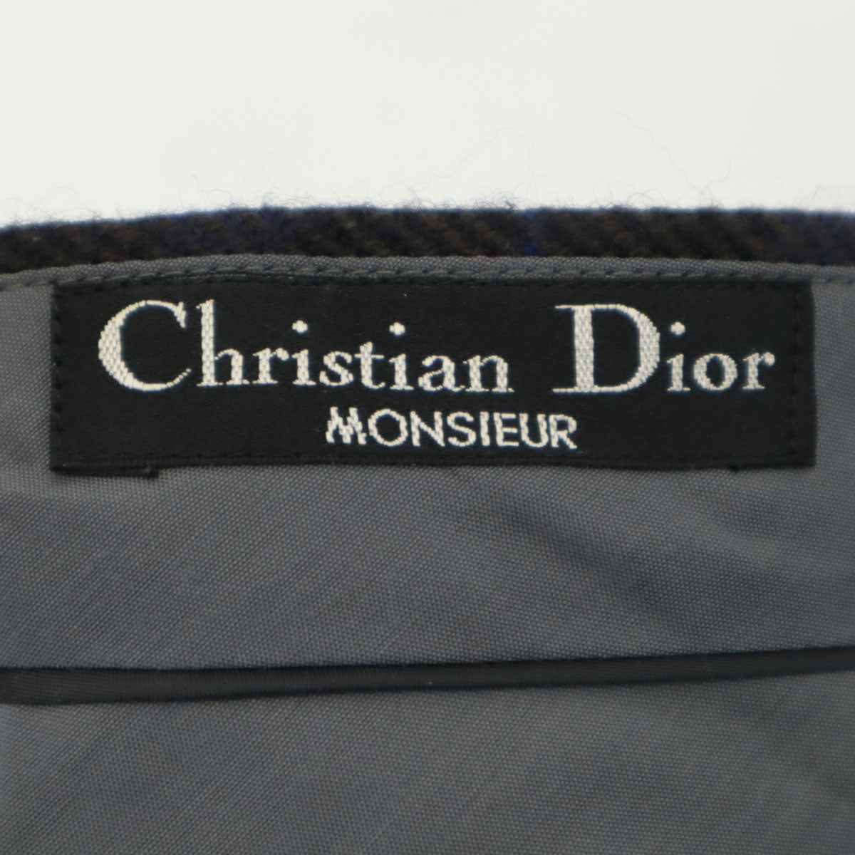 Christian Dior MONSIEUR クリスチャンディオール ムッシュ 90s オールド チェック ウールパンツ 76 ネイビー系 メンズ