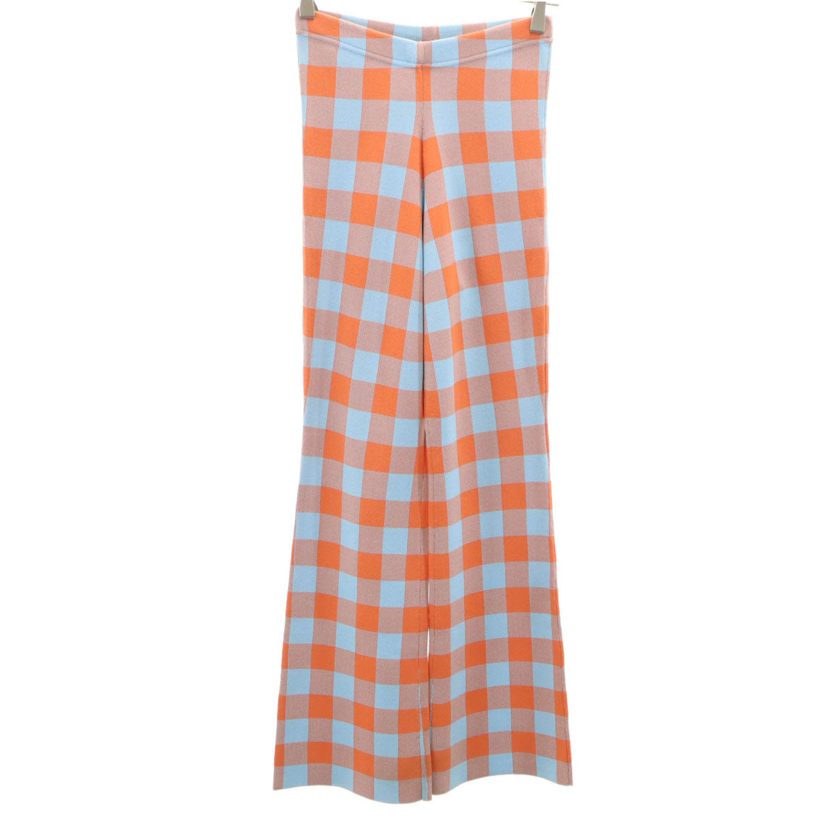 美品 MAISON SPECIAL メゾンスペシャル ブロックチェック イージーパンツ 36 オレンジ レディース
