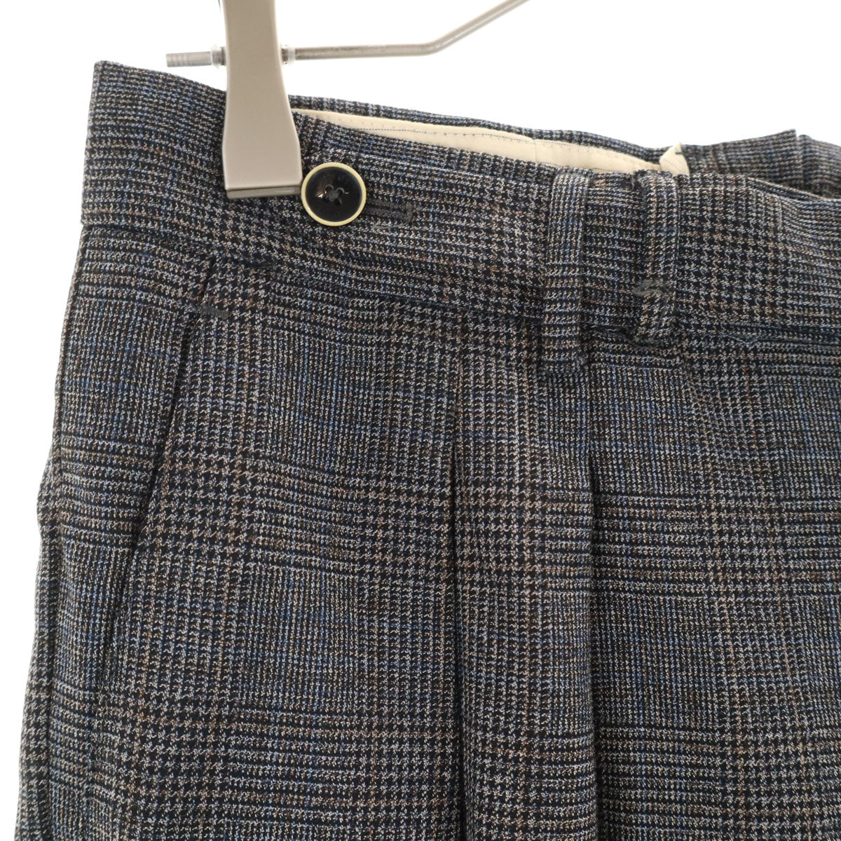 PT01 ピーティーゼロウーノ ウール100％ グレンチェック ツータック スラックスパンツ 46 グレー系 メンズ