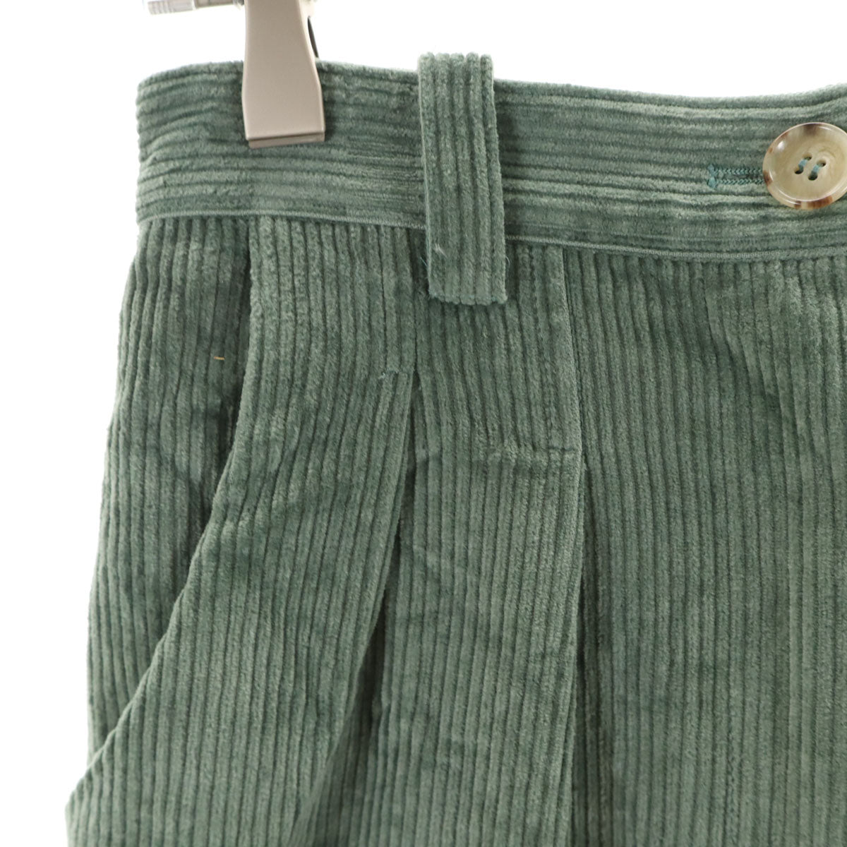 A.P.C. アーペーセー ツータック コーデュロイ ワイドパンツ 34 グリーン レディース