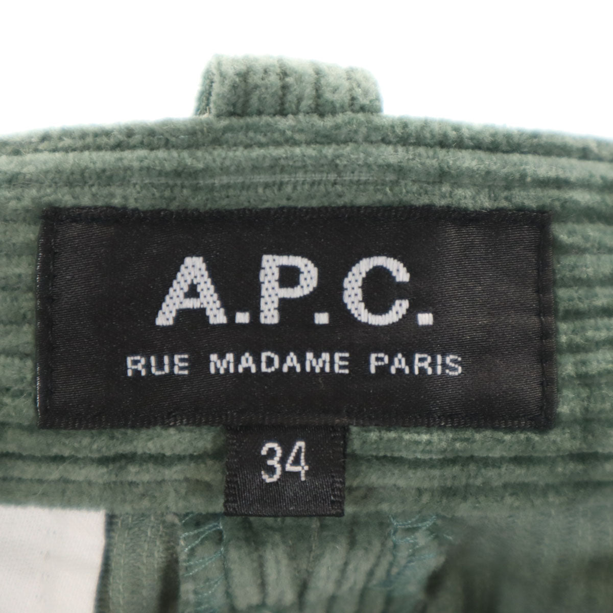 A.P.C. アーペーセー ツータック コーデュロイ ワイドパンツ 34 グリーン レディース