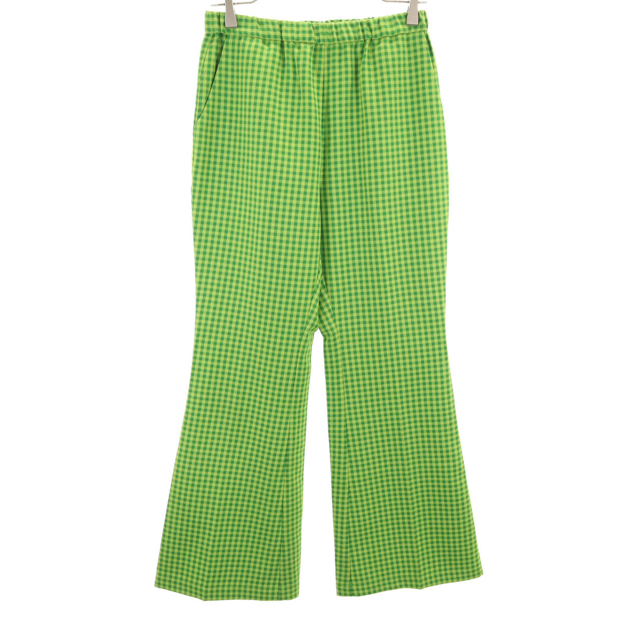 MAISON SPECIAL メゾンスペシャル ギンガムチェック柄 フレアパンツ FREE 黄緑 ベルボトム レディース