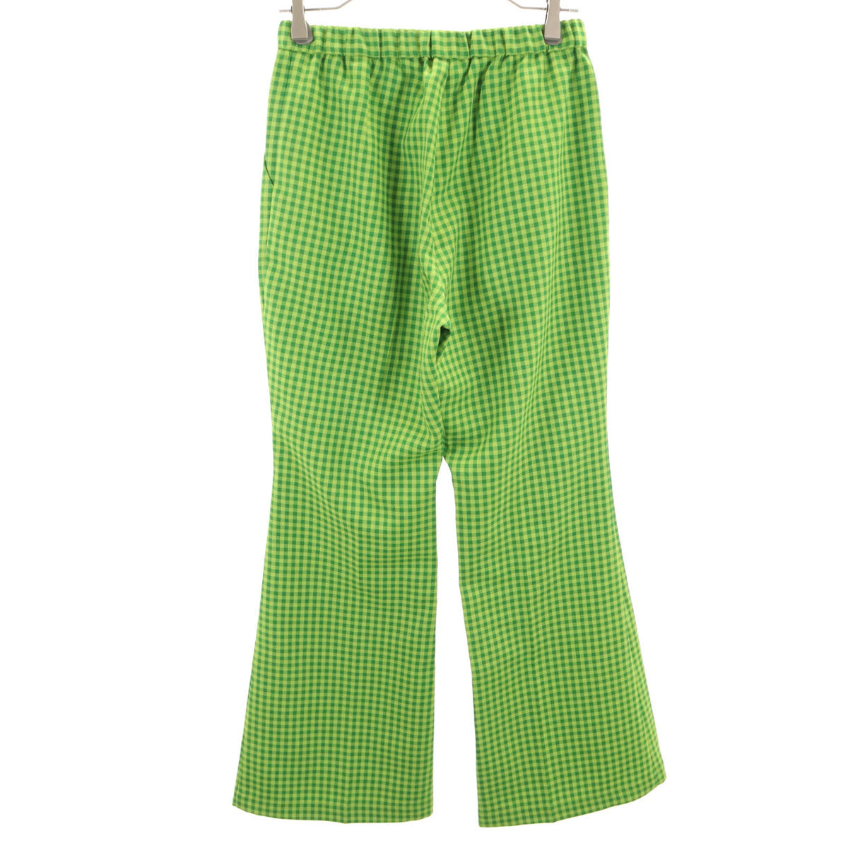 MAISON SPECIAL メゾンスペシャル ギンガムチェック柄 フレアパンツ FREE 黄緑 ベルボトム レディース