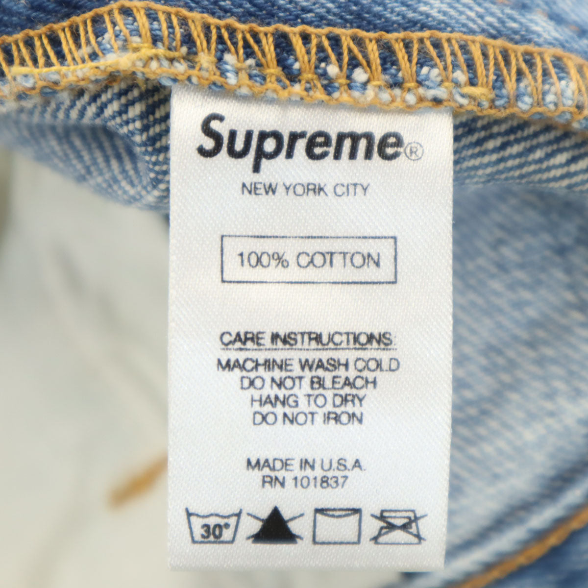 Supreme シュプリーム USA製 デニムパンツ W34 ジーンズ ボタンフライ メンズ