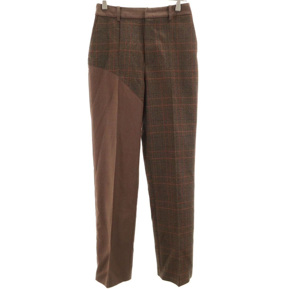 PERVERZE パーバーズ チェック柄 ロングパンツ S ブラウン レディース