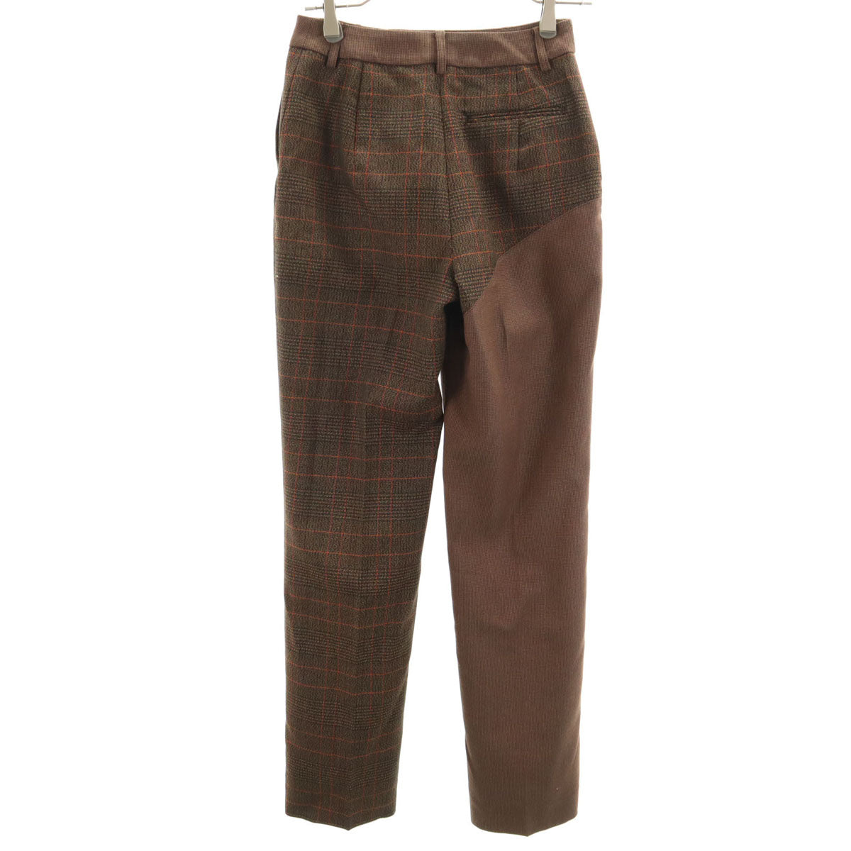 PERVERZE パーバーズ チェック柄 ロングパンツ S ブラウン レディース