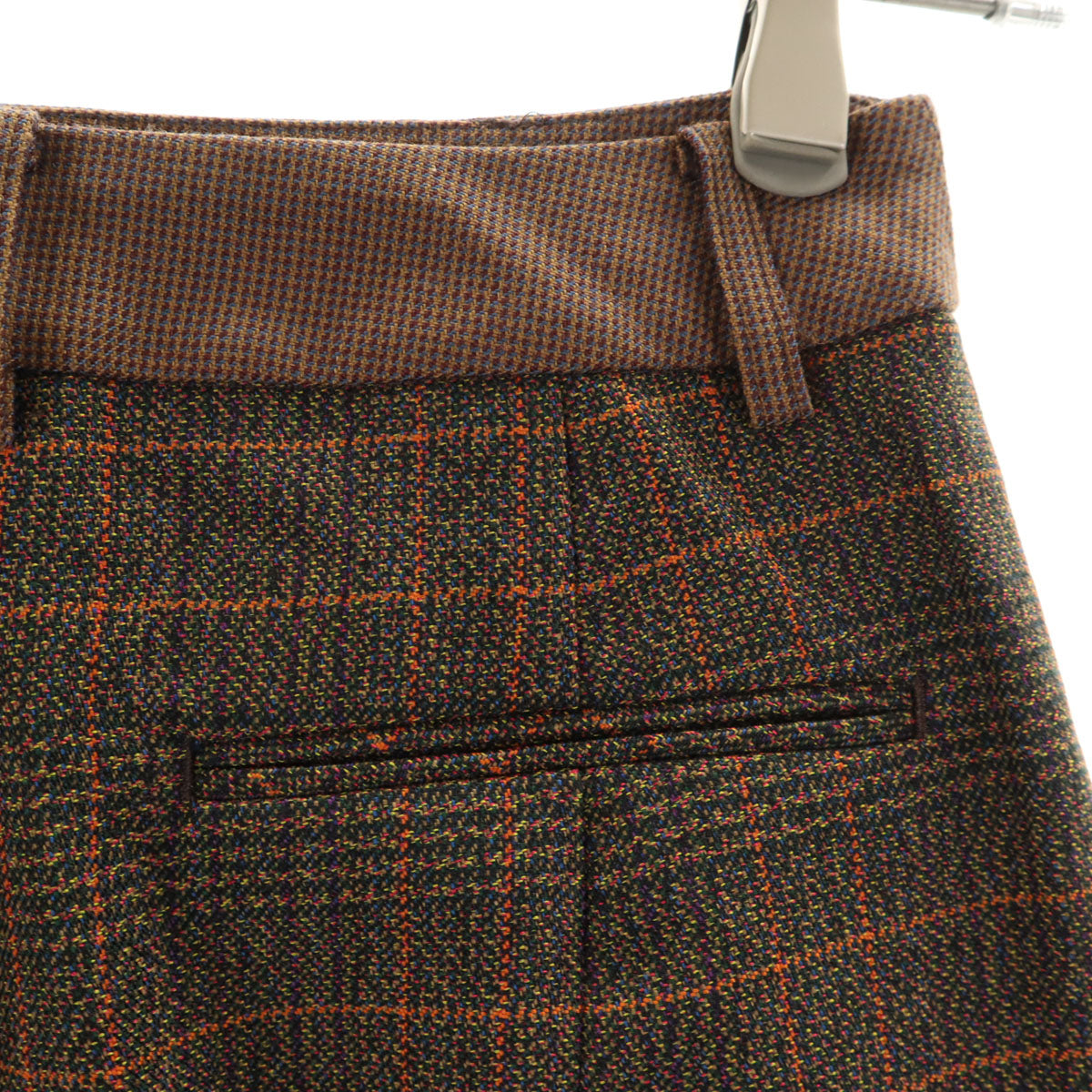 PERVERZE パーバーズ チェック柄 ロングパンツ S ブラウン レディース