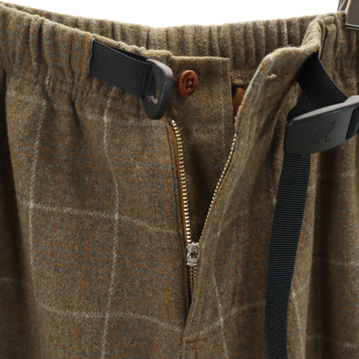 Gramicci グラミチ ウールブレンド チェック柄 アウトドアパンツ M グレー クライミング メンズ