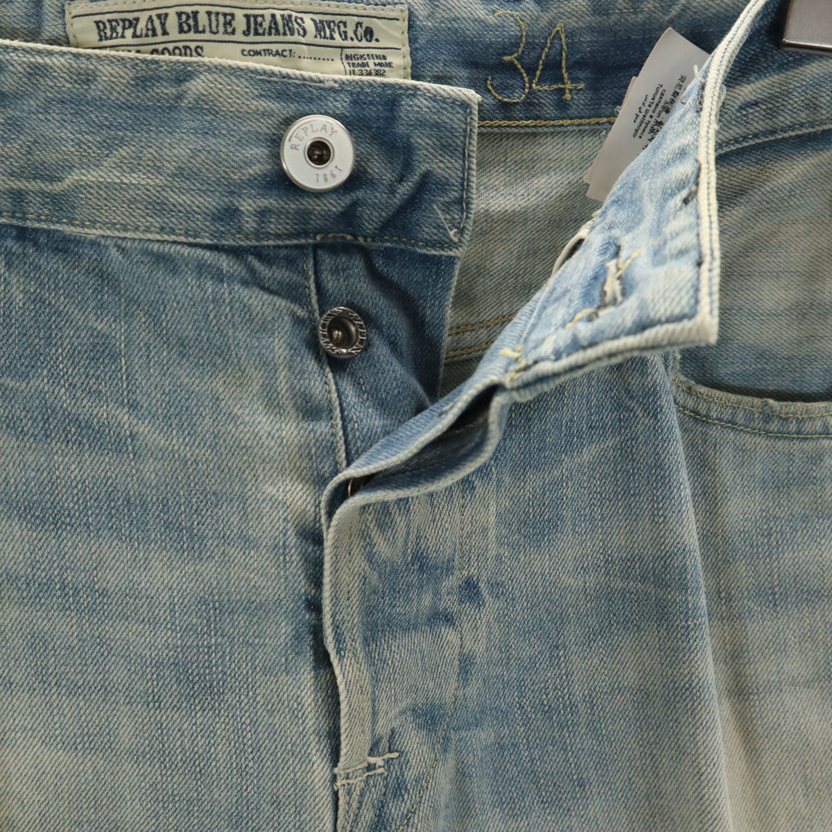 REPLAY リプレイ ストレートデニムパンツ W34 ジーンズ ボタンフライ メンズ