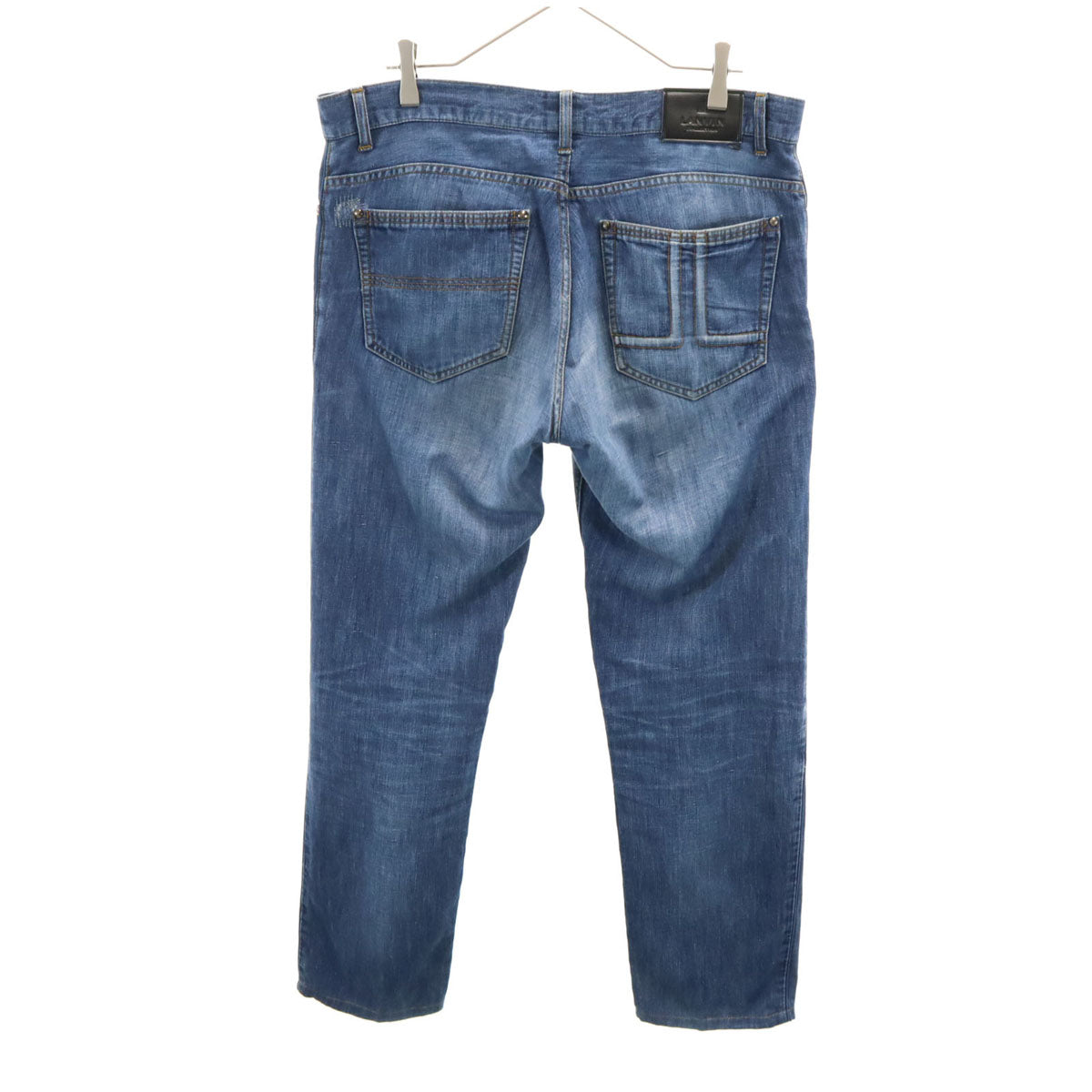 LANVIN LA COLLECTION ランバンコレクション 日本製 リネンブレンド デニムパンツ 52 ウォッシュブルー ジーンズ メンズ