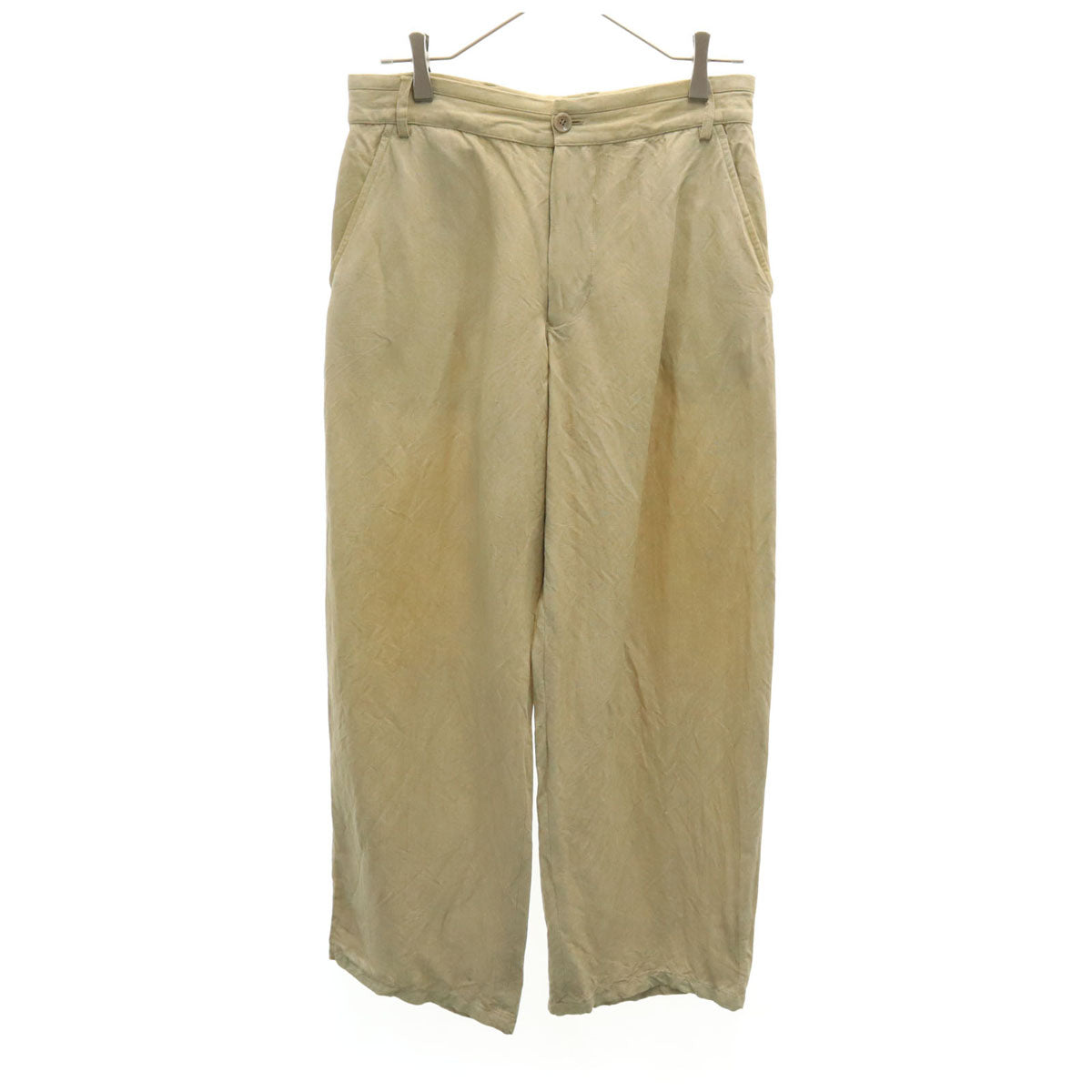 ARMANI COLLEZIONI アルマーニコレッツォーニ イタリア製 リネンブレンド ワイドパンツ 46 ベージュ メンズ