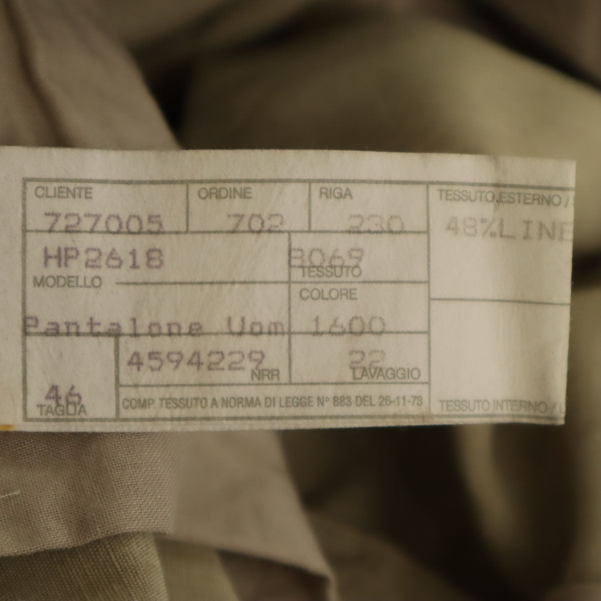 ARMANI COLLEZIONI アルマーニコレッツォーニ イタリア製 リネンブレンド ワイドパンツ 46 ベージュ メンズ