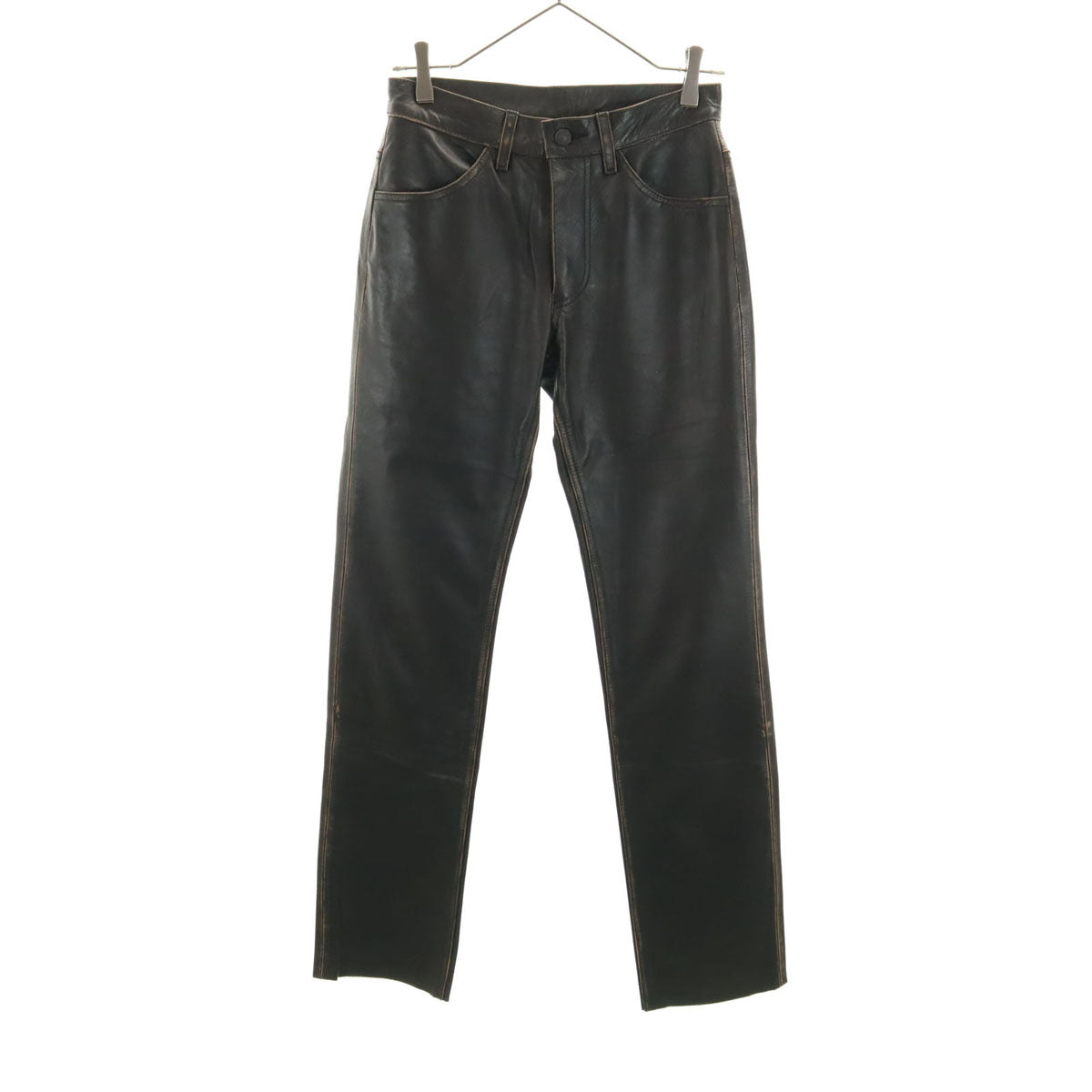 Levi's リーバイス 牛革 レザーパンツ W28 ダークブラウン レディース
