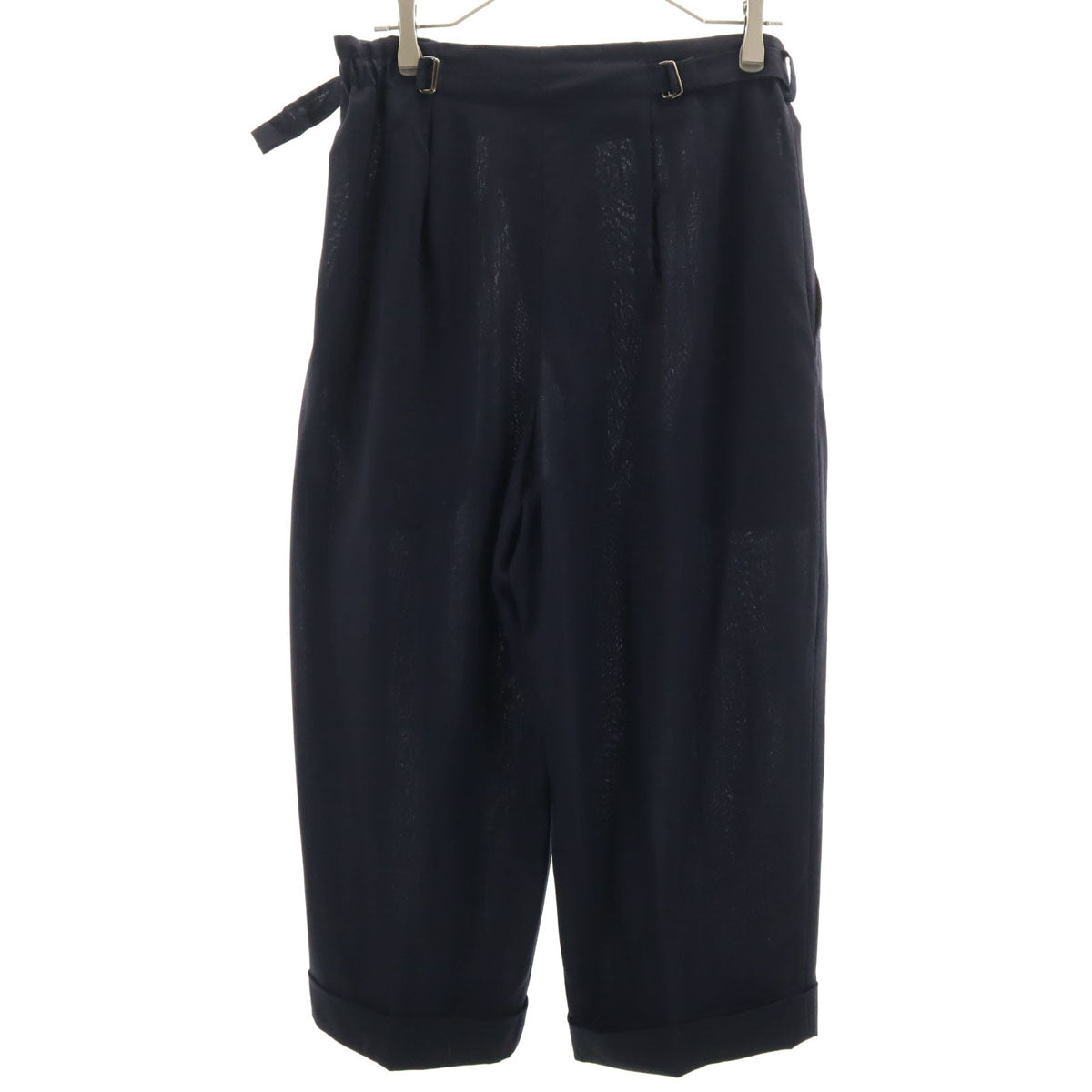 Yohji Yamamoto ヨウジヤマモト 日本製 タック ワイドパンツ SS ネイビー アンクル丈 メンズ