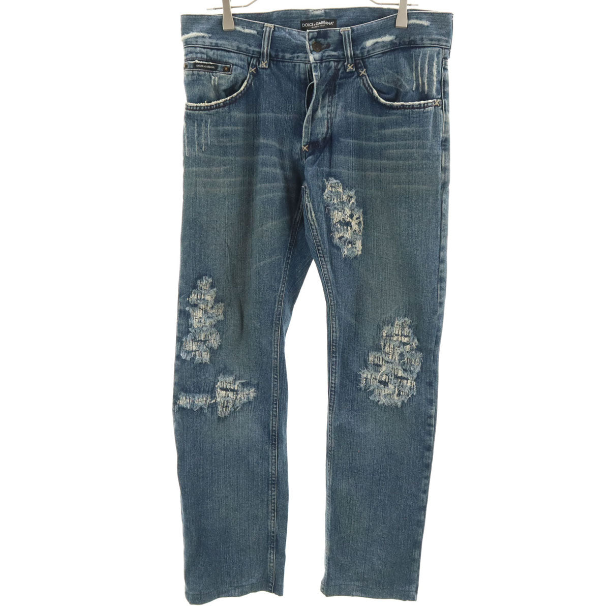 DOLCE&GABBANA ドルチェアンドガッバーナ イタリア製 ヴィンテージ加工 デニムパンツ 46 ウォッシュブルー ジーンズ メンズ