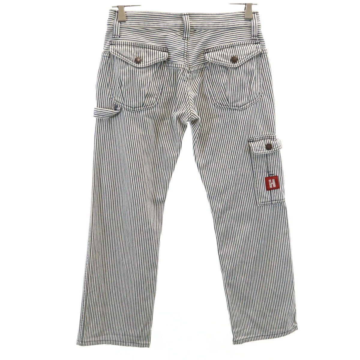 HYSTERIC GLAMOUR ヒステリックグラマー 日本製 ヒッコリーストライプ ペインターパンツ S アイボリー レディース