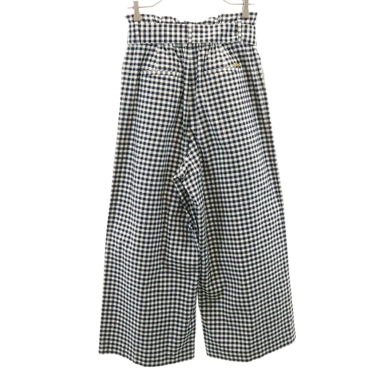 BLUE LABEL CRESTBRIDGE ブルーレーベルクレストブリッジ ギンガムチェック ハイウエスト ワイドパンツ 38 ブラック レディース