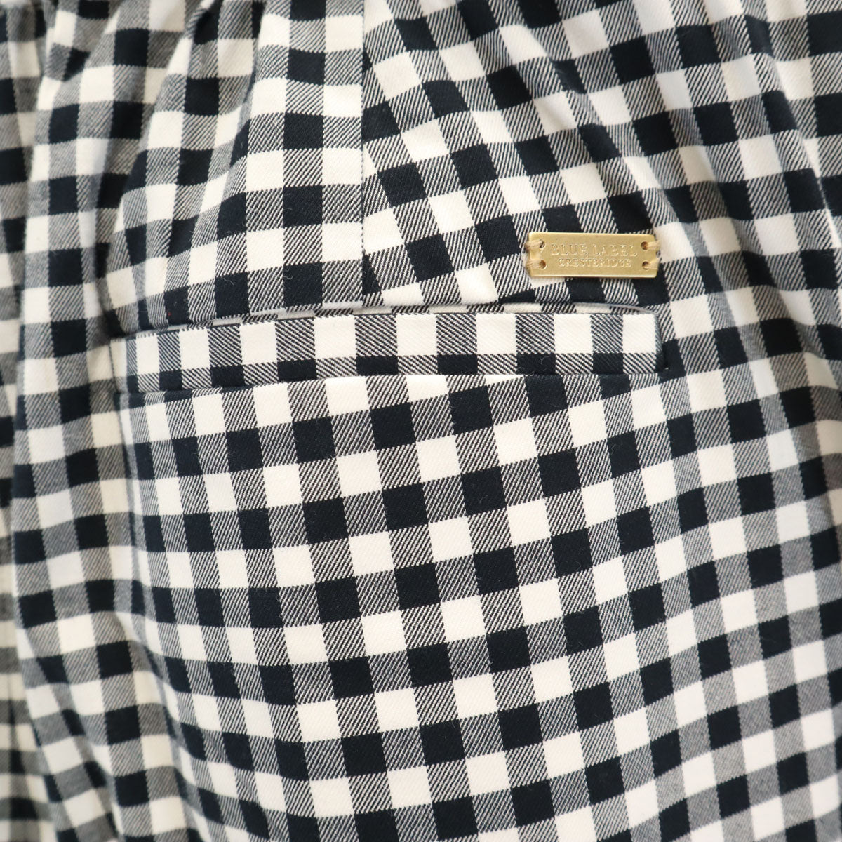 BLUE LABEL CRESTBRIDGE ブルーレーベルクレストブリッジ ギンガムチェック ハイウエスト ワイドパンツ 38 ブラック レディース