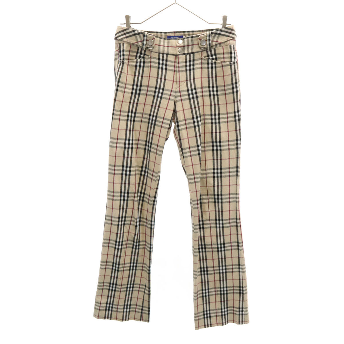 BURBERRY LONDON BLUE LABEL バーバリー ロンドン ブルーレーベル 日本製 ノバチェック ブーツカットパンツ 38 ベージュ 三陽商会 レディース