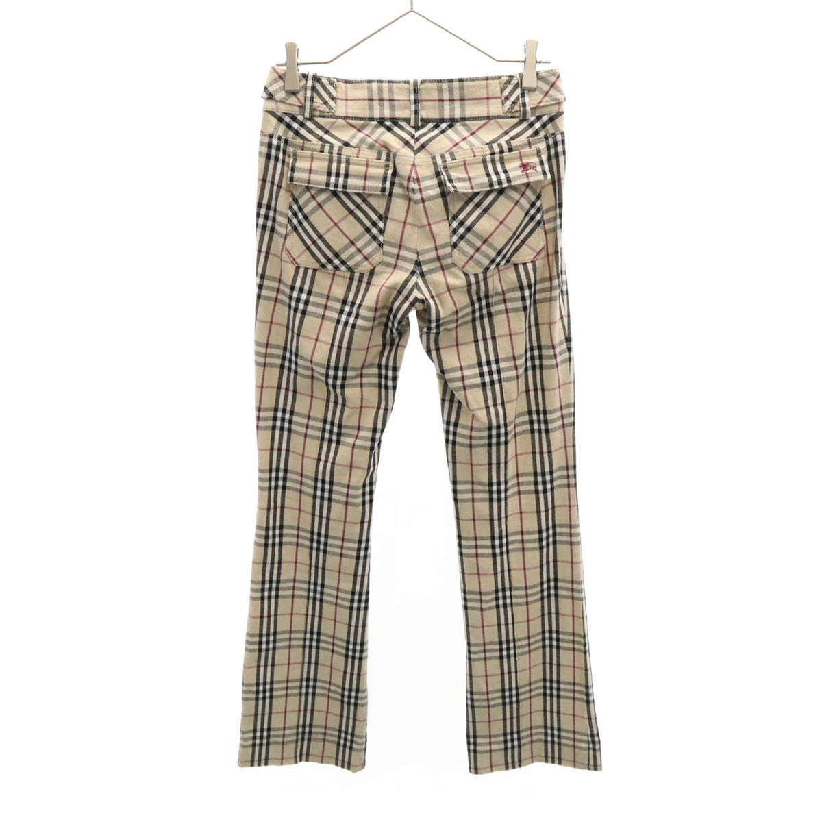 BURBERRY LONDON BLUE LABEL バーバリー ロンドン ブルーレーベル 日本製 ノバチェック ブーツカットパンツ 38 ベージュ 三陽商会 レディース