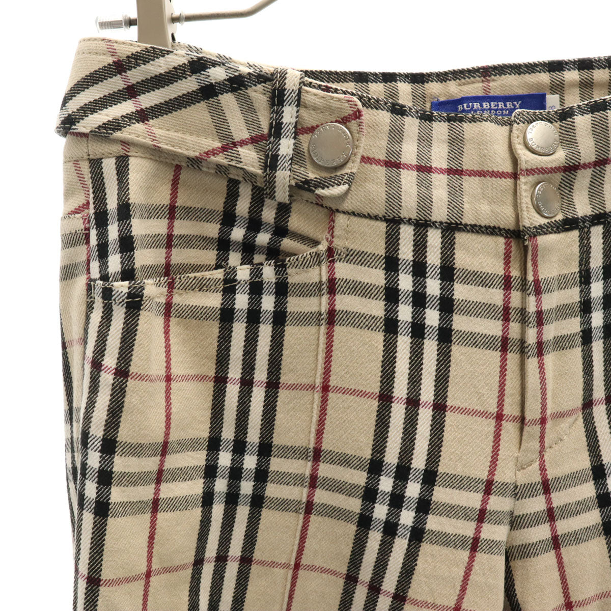 BURBERRY LONDON BLUE LABEL バーバリー ロンドン ブルーレーベル 日本製 ノバチェック ブーツカットパンツ 38 ベージュ 三陽商会 レディース