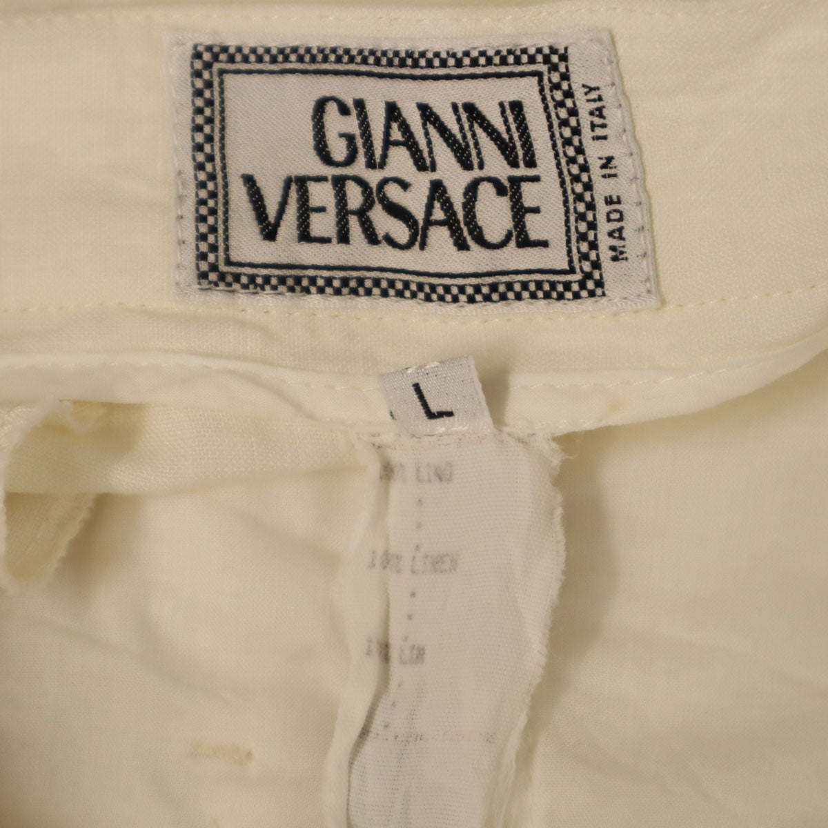 Gianni Versace ジャンニヴェルサーチ イタリア製 リネン ロングパンツ 50 オフホワイト メンズ
