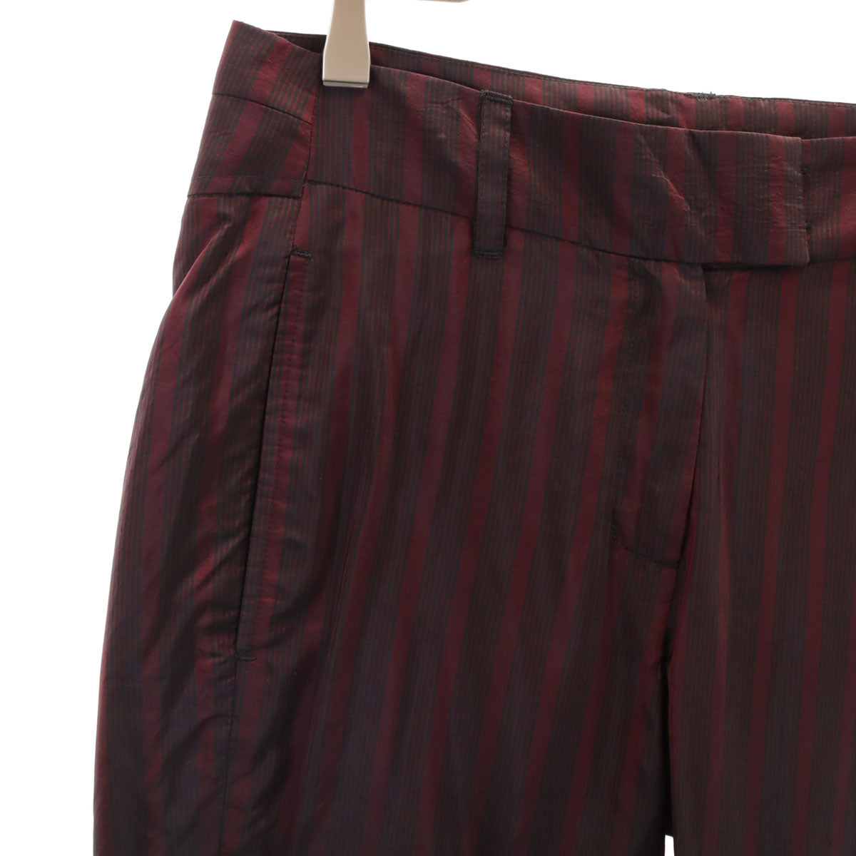 ANN DEMEULEMEESTER アンドゥムルメステール ポーランド製 ストライプ柄 テーパードパンツ 38 ボルドー レディース