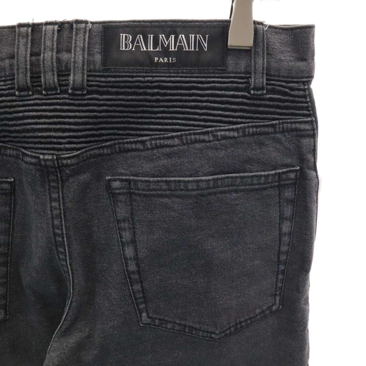 BALMAIN バルマン イタリア製 バイカー デニムパンツ W28 チャコール ジーンズ メンズ