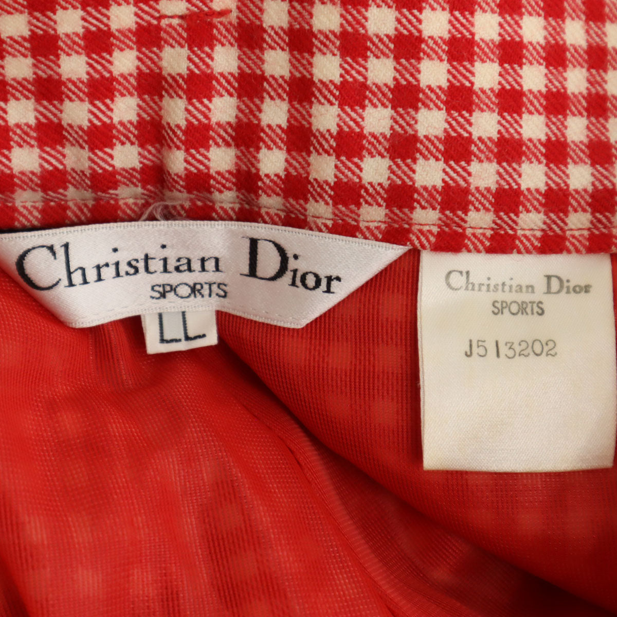 Christian Dior SPORTS クリスチャンディオールスポーツ 90s オールド ギンガムチェック テーパードパンツ LL レッド レディース